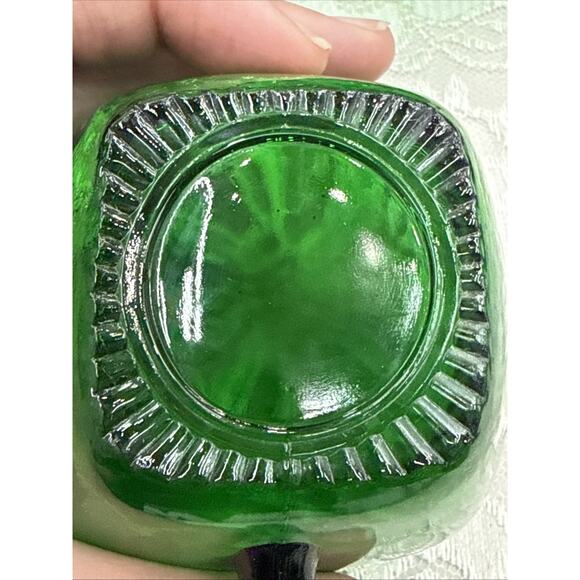 Vintage Anchor Hocking Charm Forest Green Square Creamer & Sugar - Picture 5 of 8